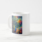 カラフルなくじゃく+花々 コーヒーマグカップ (正面左)