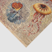 カラフルなくらげの海洋生物のヴィンテージの古書のページ 薄葉紙 (詳細)