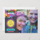 カラフルなしぶきの写真のHoliのフェスティバルの招待状 招待状 (正面)