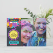 カラフルなしぶきの写真のHoliのフェスティバルの招待状 招待状 (スタンド正面)