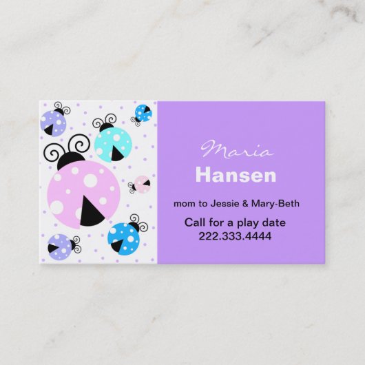 カラフルなてんとう虫のお母さんカード コーリングカード (正面)