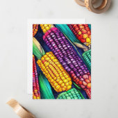 カラフルなとうもろこし ノートカード (正面/裏面インサイチュ)