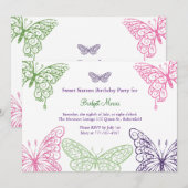 カラフルななびく蝶Sweet sixteen 招待状 (正面/裏面)