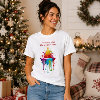 カラフルなにじみクリスマスツリー ウォーターカラー Tシャツ