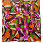 カラフルなねじれた切り抜き ピンクのくぼんだ傷 シャワーカーテン (正面)