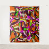 カラフルなねじれた切り抜き ピンクのくぼんだ傷 タペストリー (正面)