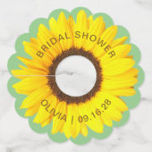 カラフルなひまわりのブライダルシャワー ワイングラスタグ (正面)