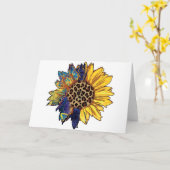 カラフルなひまわりのブランク カード (黄色い花)