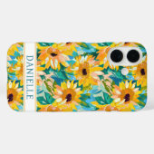 カラフルなひまわりの絵のイニシャル入り Case-Mate iPhoneケース (裏面 (横))
