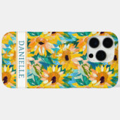 カラフルなひまわりの絵のイニシャル入り Case-Mate iPhoneケース (裏面 (横))