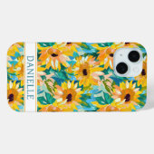 カラフルなひまわりの絵のモノグラム Case-Mate iPhoneケース (裏面 (横))