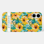 カラフルなひまわりの絵のモノグラム Case-Mate iPhoneケース (裏面 (横))