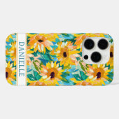 カラフルなひまわりの絵のモノグラム Case-Mate iPhoneケース (裏面 (横))