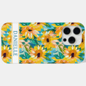 カラフルなひまわりの絵のモノグラム Case-Mate iPhoneケース (裏面 (横))