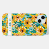 カラフルなひまわりの絵のモノグラム Case-Mate iPhoneケース (裏面 (横))