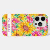 カラフルなひまわりの絵 モノグラム入り Case-Mate iPhoneケース (裏面 (横))