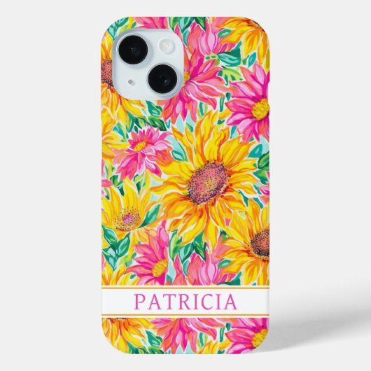 カラフルなひまわりの絵 モノグラム入り Case-Mate iPhoneケース (裏面)