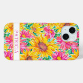 カラフルなひまわりの絵 モノグラム入り Case-Mate iPhoneケース (裏面 (横))