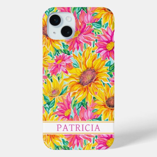 カラフルなひまわりの絵 モノグラム入り Case-Mate iPhoneケース (裏面)