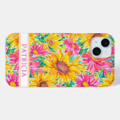 カラフルなひまわりの絵 モノグラム入り Case-Mate iPhoneケース (裏面 (横))