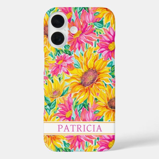 カラフルなひまわりの絵 モノグラム入り Case-Mate iPhoneケース (裏面)