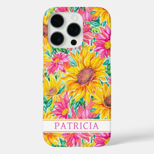 カラフルなひまわりの絵 モノグラム入り Case-Mate iPhoneケース (裏面)