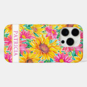 カラフルなひまわりの絵 モノグラム入り Case-Mate iPhoneケース (裏面 (横))