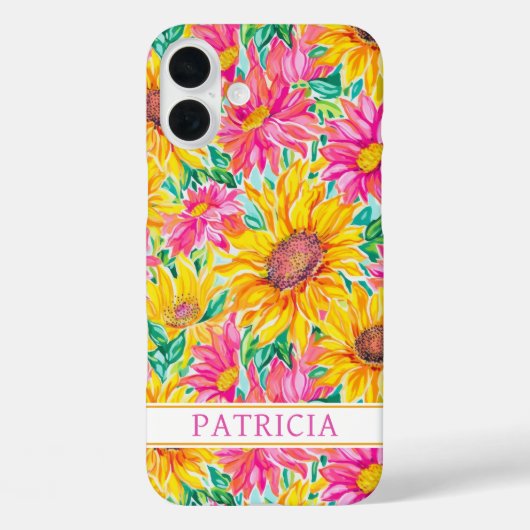 カラフルなひまわりの絵 名入れ Case-Mate iPhoneケース (裏面)