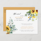 カラフルなひまわりの花のウェディングシャワー 案内ポストカード (正面/裏面)