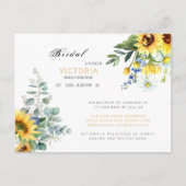 カラフルなひまわりの花のウェディングシャワー 案内ポストカード (正面)