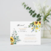 カラフルなひまわりの花のウェディングシャワー 案内ポストカード (スタンド正面)