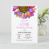 カラフルなひまわりの花咲く誕生日  招待状 (スタンド正面)