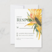 カラフルなひまわりの茎 ウェディング RSVP (正面)