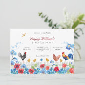 カラフルなひよこ農園ガーデン誕生日 招待状 (スタンド正面)