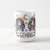 カラフルなふたご座の占星術・星座の双子の女の子 コーヒーマグカップ (中央)