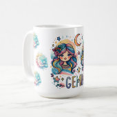 カラフルなふたご座の占星術・星座の双子の女の子 コーヒーマグカップ (正面左)