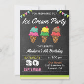 カラフルなアイスクリームのキッズ誕生日パーティー招待状 招待状 (正面)