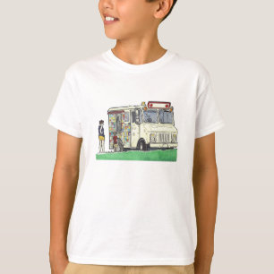 カラフルなアイスクリームのトラックのイラストレーション Tシャツ