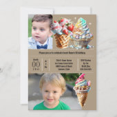 カラフルなアイスクリームキャンディー夏のDIY写真子供 招待状 (正面)