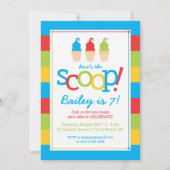 カラフルなアイスクリームコーンの誕生日パーティー招待状 招待状 (正面)