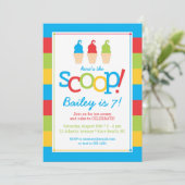 カラフルなアイスクリームコーンの誕生日パーティー招待状 招待状 (スタンド正面)