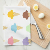 カラフルなアイスクリームコーン キッチンタオル (四つ折り)