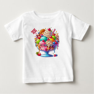 カラフルなアイスクリームサンデーのイラスト - かわいいデザートの絵 ベビーTシャツ