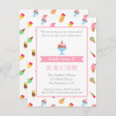 カラフルなアイスクリームパターンパーティの招待状 招待状 (正面/裏面)