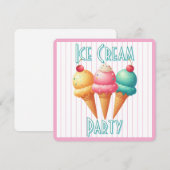 カラフルなアイスクリーム 招待状 (正面/裏面)