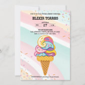 カラフルなアイススクープ スプリンクル ベビーシャワー 招待状 (正面)