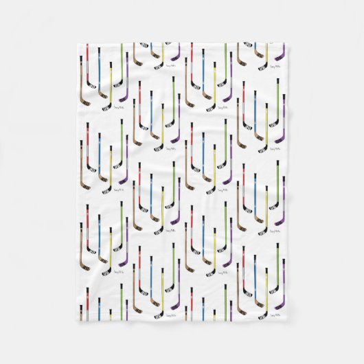 カラフルなアイスホッケー用スティックのリンク フリースブランケット (正面)
