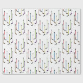 カラフルなアイスホッケー用スティック ラッピングペーパー (フラット)