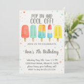 カラフルなアイスポップの誕生日招待状 招待状 (スタンド正面)