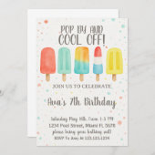 カラフルなアイスポップの誕生日招待状 招待状 (正面/裏面)